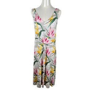 Tommy Bahama Small Dress  Notorious Floral Tropical Sleeveless Knit Pink Yellow